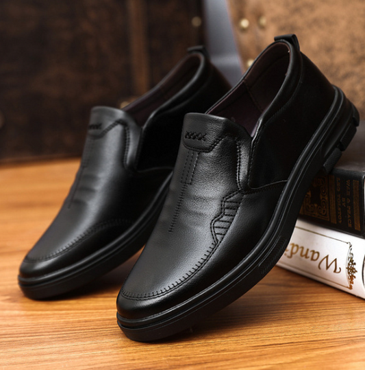 British Korean Style Men's Leather Shoes Black color