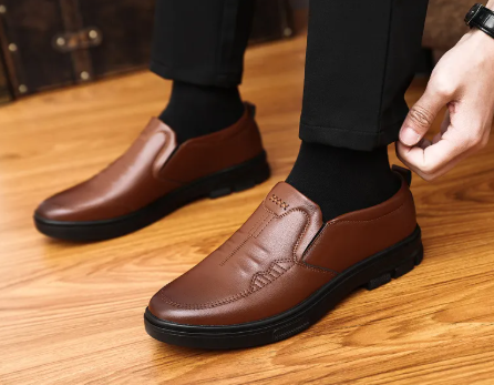 British Korean Style Men's Leather Shoes Chocolate color