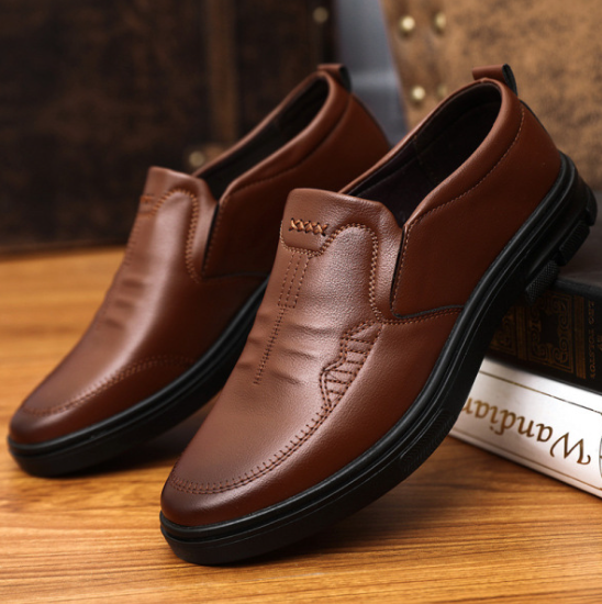 British Korean Style Men's Leather Shoes Chocolate color