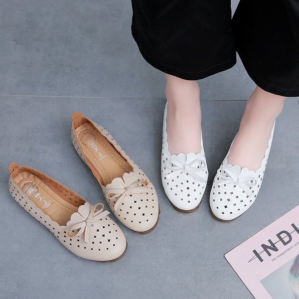 Ladies Leather loafer - White color - made in china