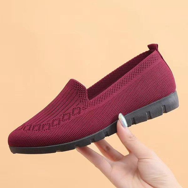 Ladies cloth loafer -maroon color - made in china