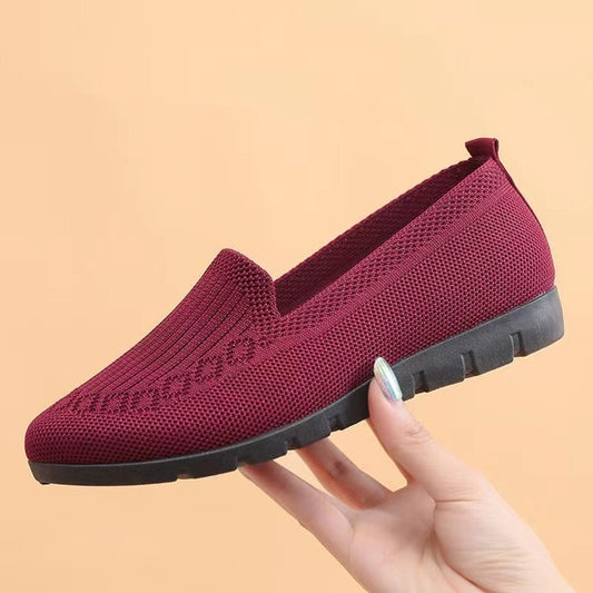 Ladies cloth loafer -maroon color - made in china