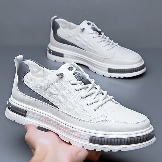 Crocodile leather kedscum shoes White Color