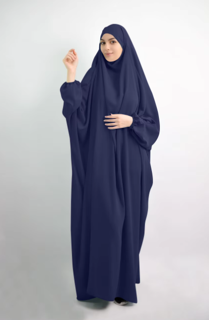 Prayer Long Khimar Navy Blue Color - Floor touch