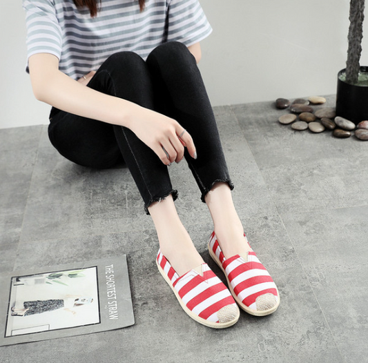 Ladies cloth loafer -Red Line color - made in china